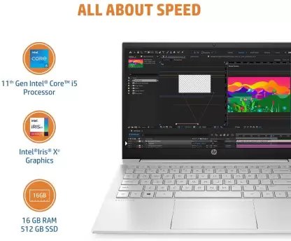 HP Pavilion Core i5 11th Gen 14-dv1001TU Thin and Light Laptop Natural Silver 16GB|512GB SSD