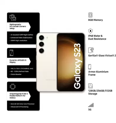 Samsung Galaxy S23 5G Cream 8GB|256GB - Happi Mobiles